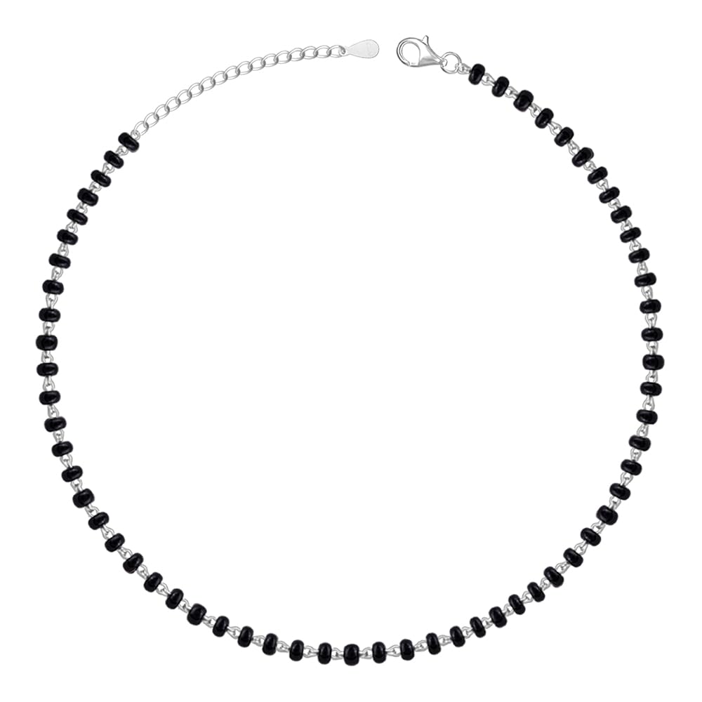 Giva 925 Silver Silver Swaying Shadows Black Beads Anklet,Single|Gift For Girlfriend, Valentine Gift For Girlfriend Wife Women &