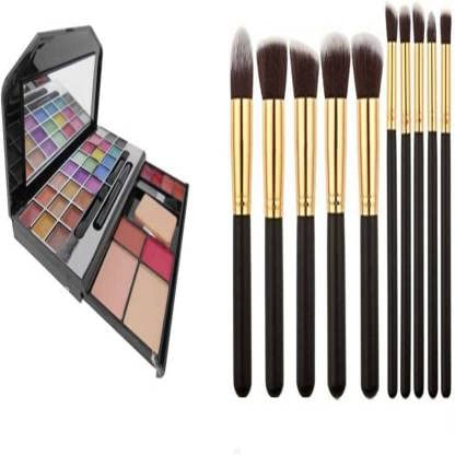 Datnasayad 9244 & Makeup Brush (Set Of 2) 400 G (Multicolor Makeup Kit, Black & Gold Brush)