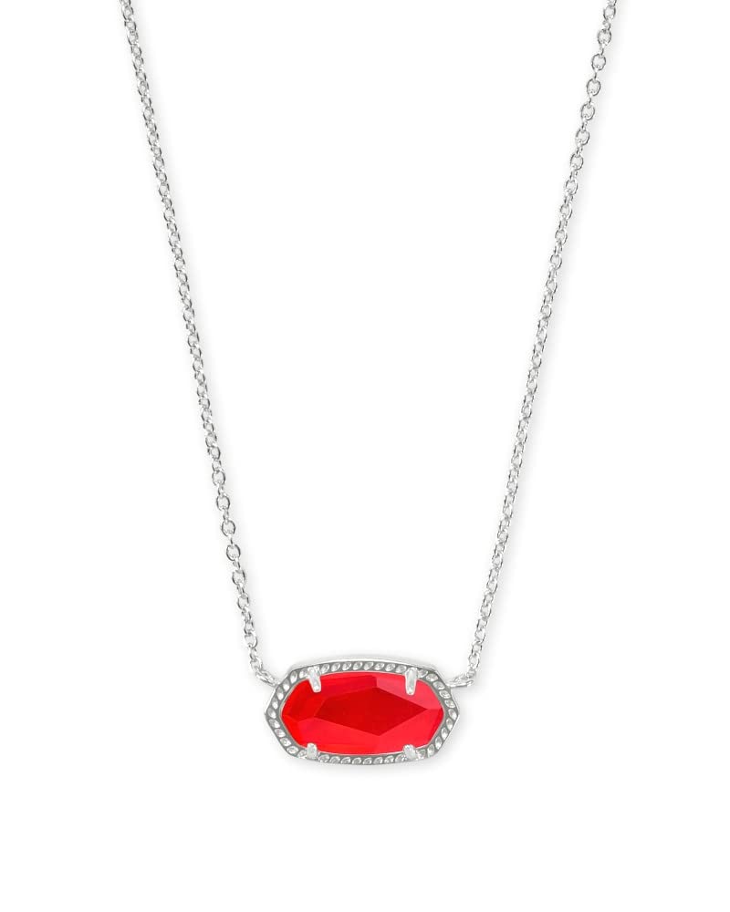 Kendra Scott Elisa Pendant Necklace for Women, Fashion Jewelry, Rhodium-Plated, Red Illusion