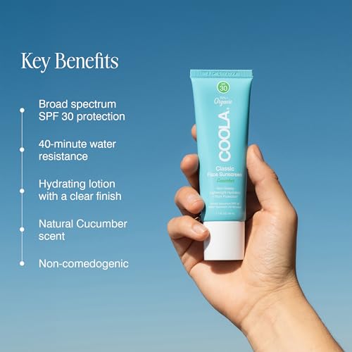 COOLA Organic Face Sunscreen SPF 30 Sunblock Lotion, Dermatologist Tested Skin Care for Daily Protection, Vegan and Gluten Free,
