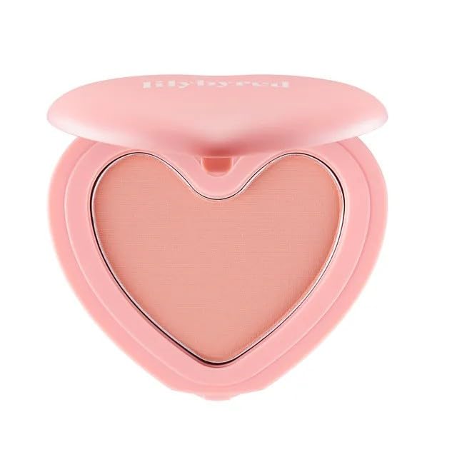 Lilybyred Luv Beam Cheek(Ad) (02_Dollish Rose) - Heart Shaped Powder Blush With Shimmer, Natural-Looking Flush, Long-Lasting Rad
