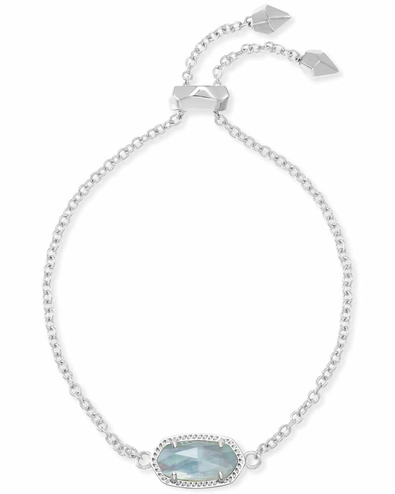 Kendra Scott Elaina Link Chain Bracelet for Women, Fashion Jewelry, Rhodium-Plated, Light Blue Illusion