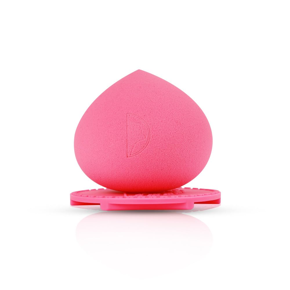 Character Blending Tool Sponge With Cleaner | Soft LatexFree Makeup Sponge With Textured Cleaning Pad | Flawless Foundation & 