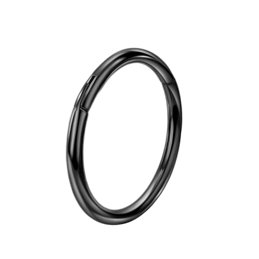 FANSING 12g Ear Gauge for Women & Men - Black Coated Titanium Septum Rings Hoop - 12 Gauge Earlobe Piercing Hoop - 16mm Inner Di
