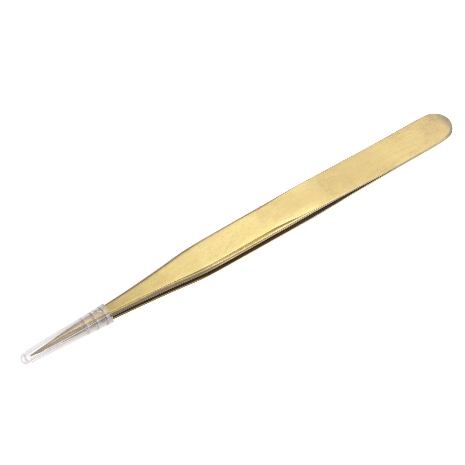 Uxcell Non-Magnetic Straight Tip Tweezer Anti-Static Stainless Steel Precision Tweezer For Eyelash Extensions Volume Gold Tone