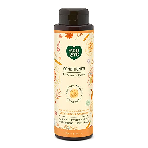 Ecolove - Natural Conditioner For Dry, Damaged Hair And Color Treated Hair - No Sls Or Parabens - With Natural Carrot And Pumpki