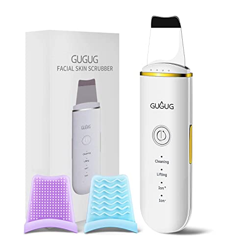 GUGUG Skin Scrubber Face Spatula - 4 Modes, Stainless Steel, White, Model BS-357, Pore Cleaner & Blackhead Remover, 1 Count