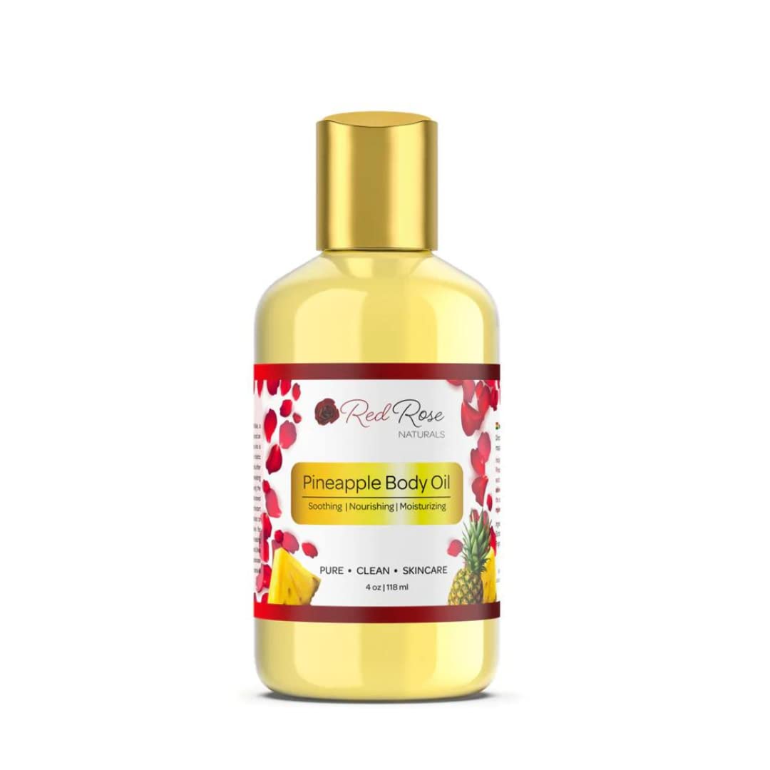Red Rose Naturals Pineapple Body Oil, 100% Natural, Hydrating & Deep Moisturizing, Bath And Body Oil For Women, Tropical Long La