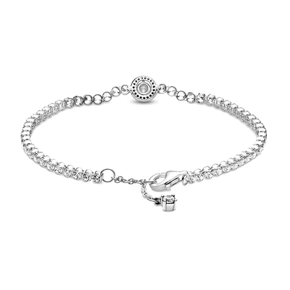 PANDORA Sparkling Halo Tennis Bracelet - Silver Bracelet for Women - Features Sterling Silver & Cubic Zirconia - Gift for Her -