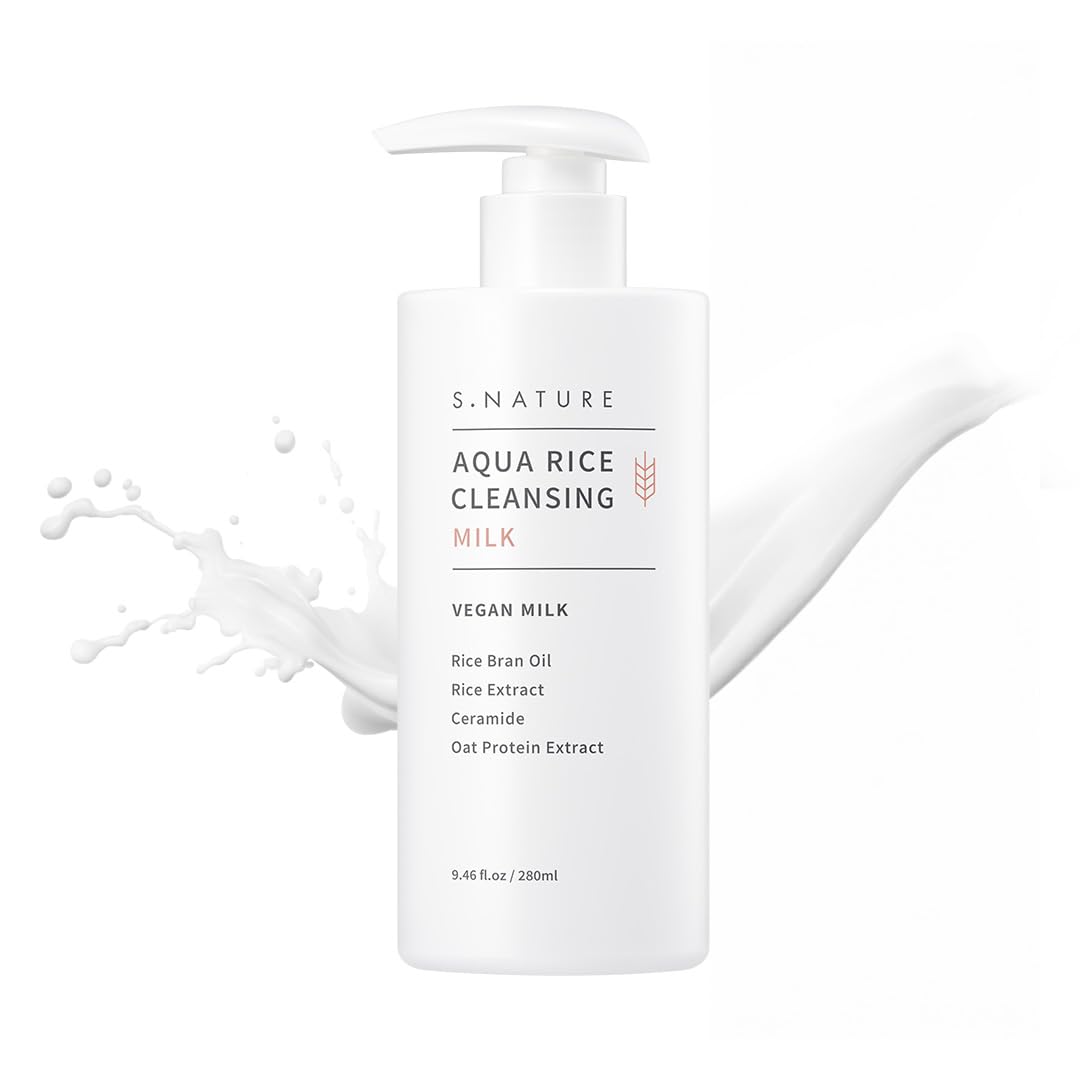 S.NATURE AQUA RICE CLEANSING MILK | Deep Cleansing Face Wash for Dry & Sensitive Skin with Rice Bran Oil | Blackhead Remover?Hyd
