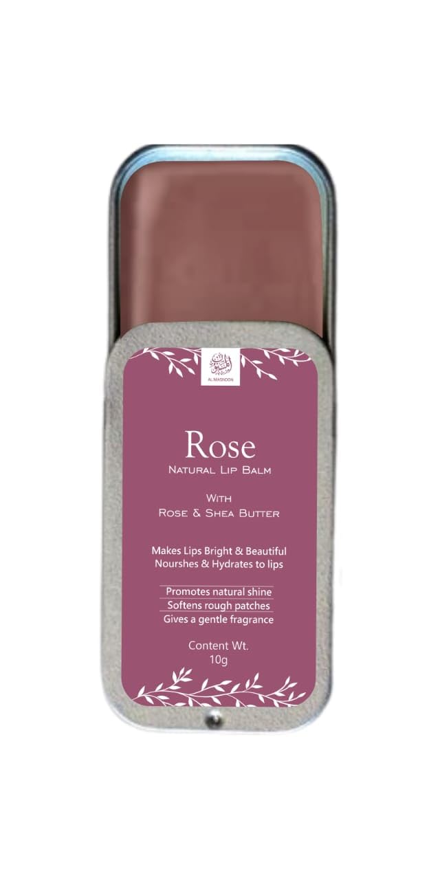 Al Masnoon 100% Natural Rose Lip Balm With Shea Butter & Rose Extract  Nourishing & Moisturizing 10G Pack, No Color Added For S