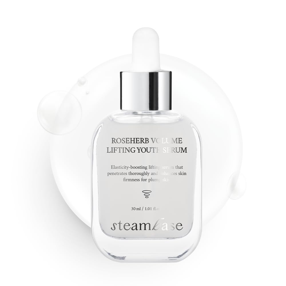 STEAMBASE Roseherb Volume Lifting Youth Serum, 1.01 fl oz - Hydrating Peptides & Rose Herb Serum for Face, Plump, Glowy Skin | K