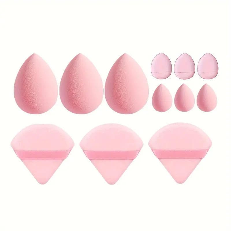 Aternal 12Pcs Makeup Sponges Set,Including 3 Blenders, 3 Mini Beauty Blenders, 3 Mini Finger & 3 Tringle Puff Cushions For Liqui