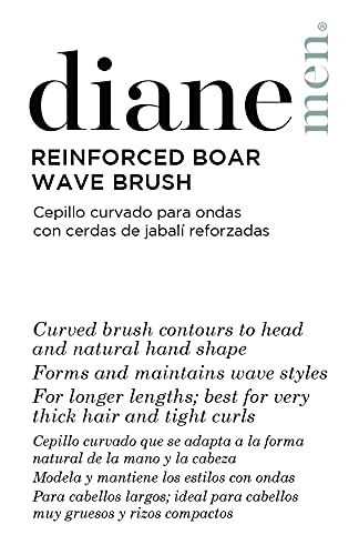 Diane Firm Reinforced Boar and Nylon Bristle, Curved Wave Mens Hair Brush with Handle, Tan
