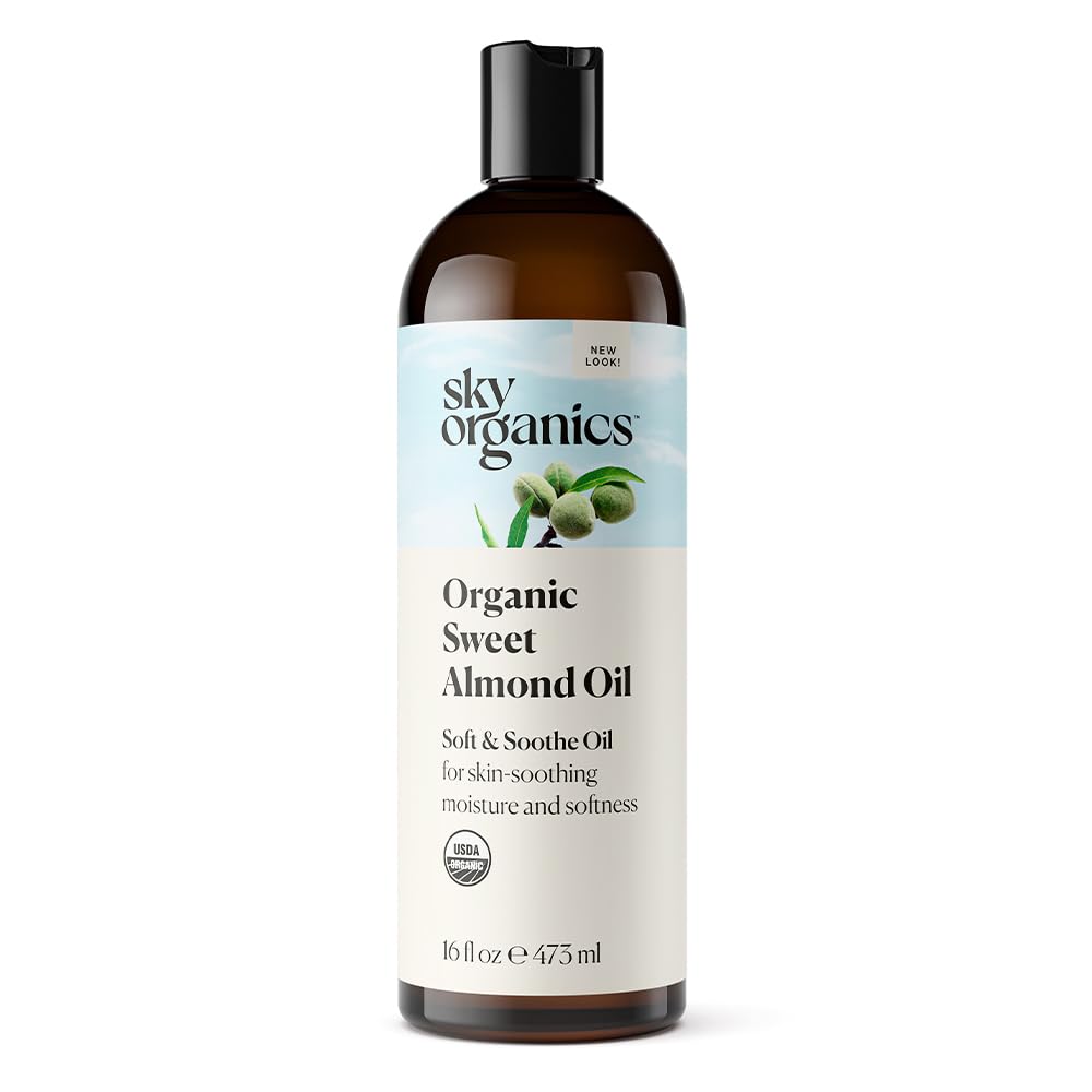 Sky Organics Organic Sweet Almond Oil For Body 100% Pure & Cold-Pressed Usda Certified Organic To Moisturize, Soften & Nourish,
