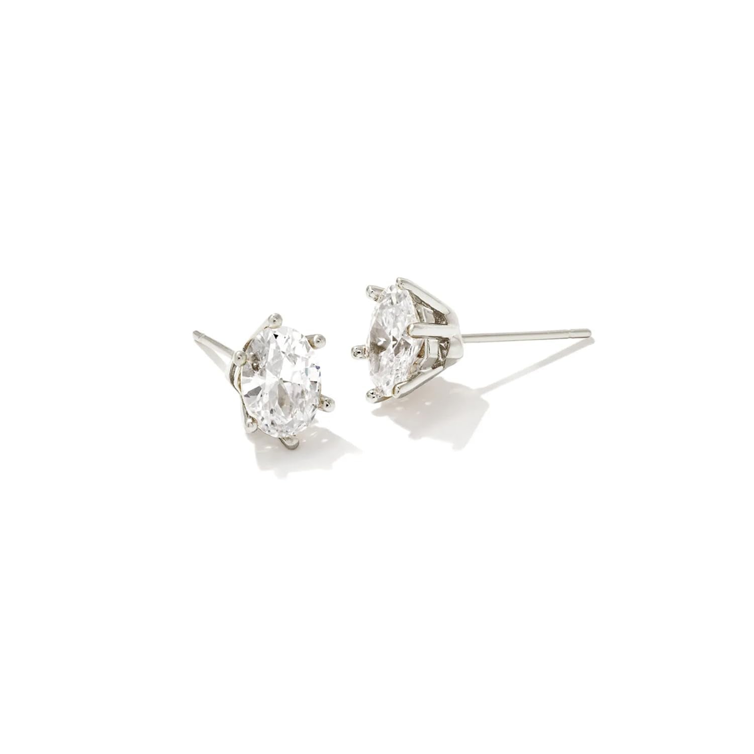 Kendra Scott Cailin Rhodium-Plated Crystal Stud Earrings in White Crystal, Fashion Jewelry for Women