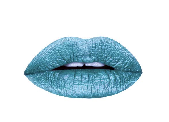Aromi Teal Blue Metallic Liquid Lipstick | Turquoise, Sea Foam Lip Color With Shimmery Finish, Vegan, Cruelty-Free, Long-Lasting