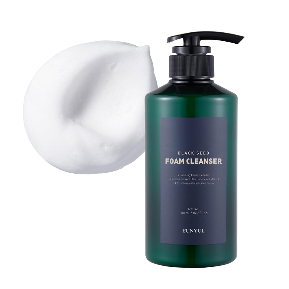 Eunyul Blackseed Foam Cleanser 16.9Fl.Oz (500Ml) Korean Skincare Large Size Face Wash Facial Foaming Cleanser