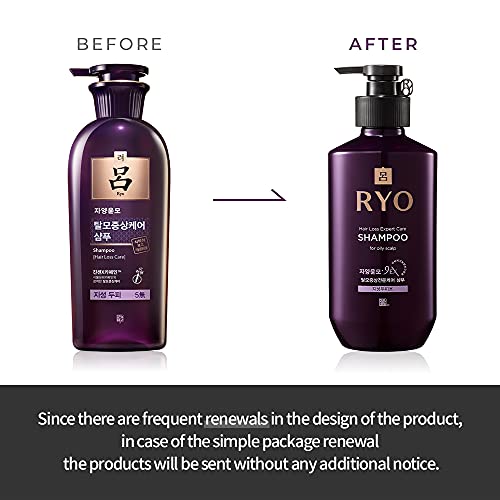 Ryo Hair Loss Care Shampoo For Oily Scalp 400ml (13.5oz) Excess sebum care, For smelly and Itchy scalp, Women and Men Shampoo, S