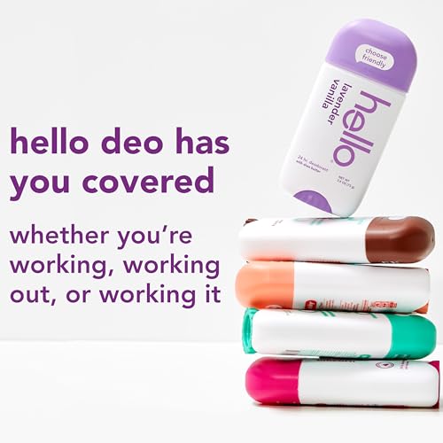 Hello Lavender Vanilla Vegan Deodorant, Aluminum Free Deodorant for Women and Men, 2.6 oz Stick