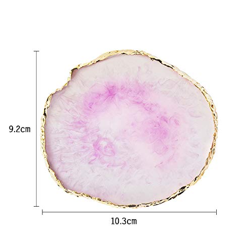 JASSINS Resin Nail Art Palette,Nail Art Painting Mixed Color Palette Gold Edge Nail Gel Color Makeup Display Board (Pink+White)