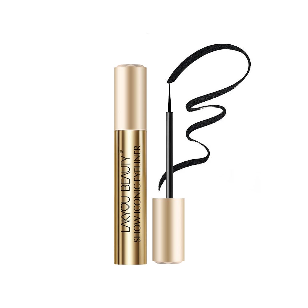 Lakyou Beauty Show Iconic Eyeliner Waterproof 24Hrs Super Lasting Eyeliner 6Ml | SmudgeProof & Intense Black | LongWearing, Al