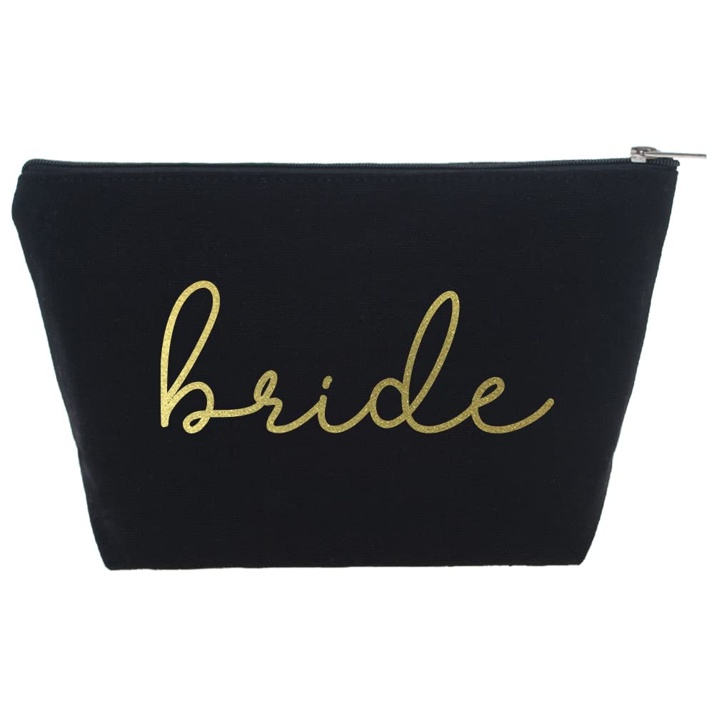 Tees & Tails Bridal Party Make Up Bag Set (Black, Bride (1 Qty))
