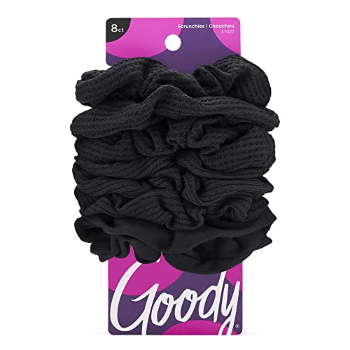 Goody Ouchless Womens Hair Scrunchie - 8 Count, Black - Suitable For All Hair Types - Pain-Free Hair Accessories For Women Perfe