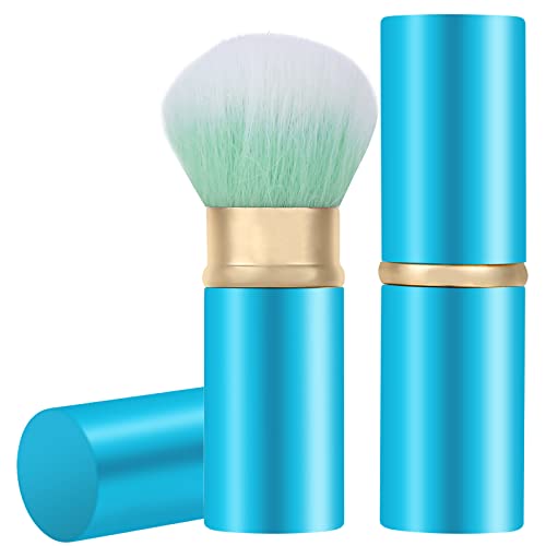 Falliny Retractable Kabuki Makeup Brushes, Travel Face Blush Brush, Portable Powder Brush with cover for Blush, Bronzer, Buffing
