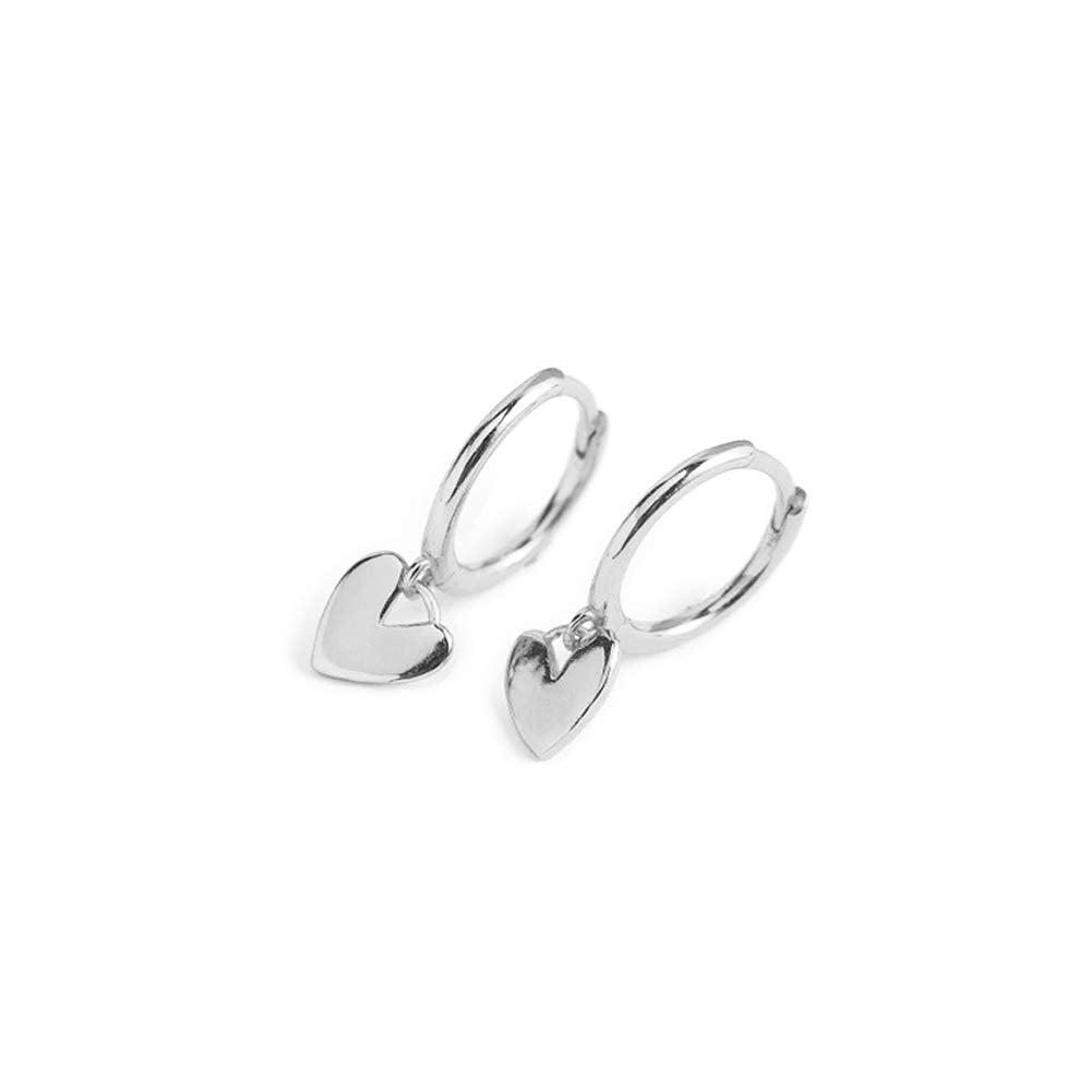 Cute Heart Love Dangle Drop Cartilage Small Huggie Hoop Earrings for Women Minimalist S925 Sterling Silver Charm Cuff Sleeper Ho