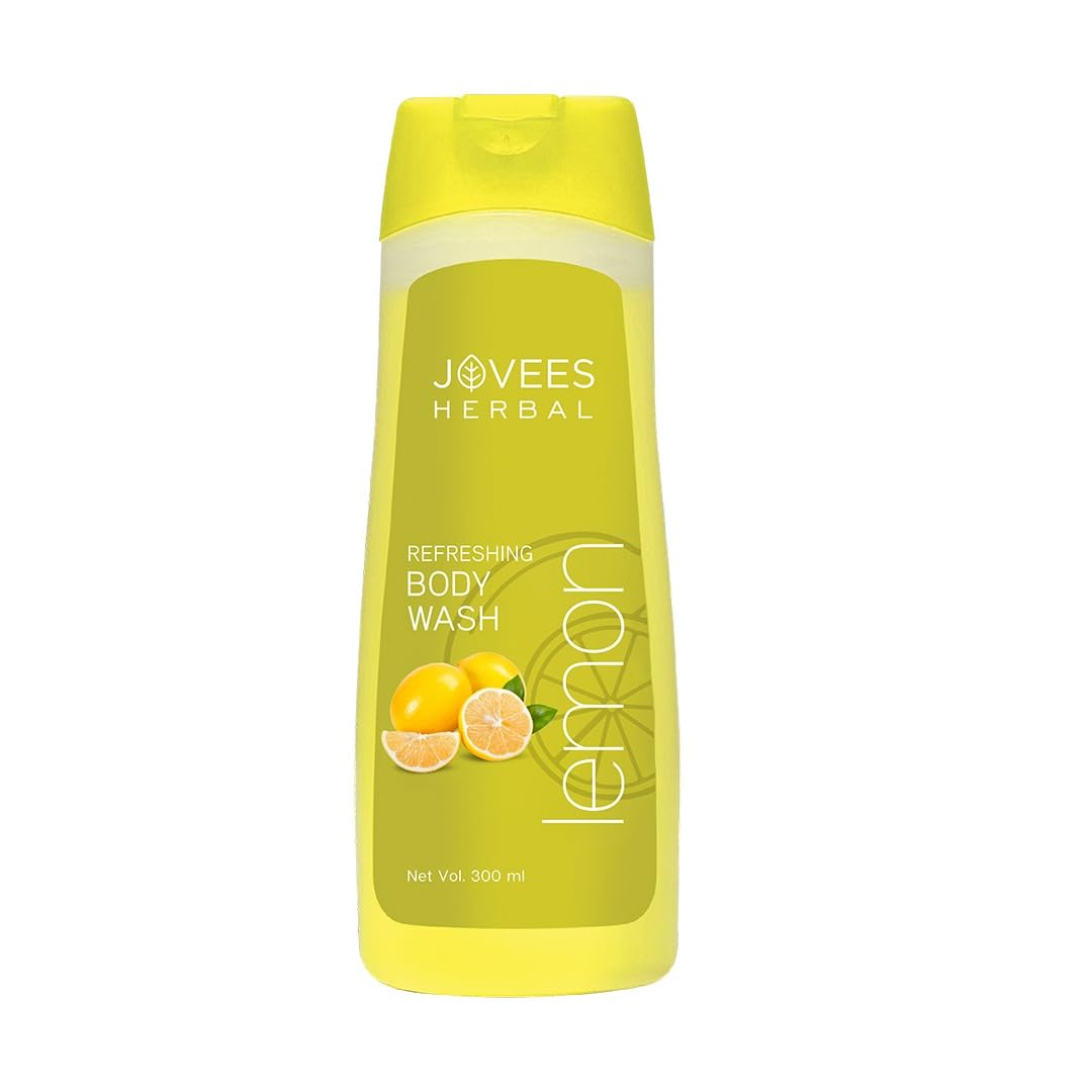 Jovees Herbal Lemon Body Wash For Softer, Smoother Skin With Lemon, Raspberry & Avocado Fruit Ext | Shower Gel For Dry, Rough & 