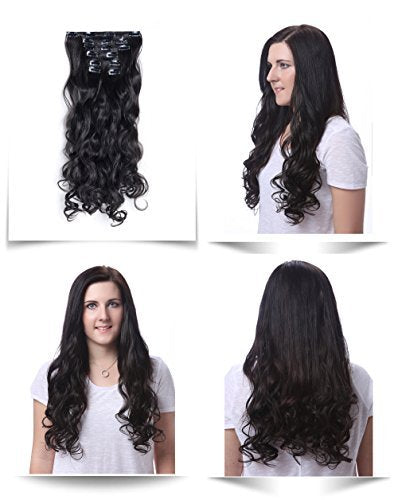 Onedor 20'' Curly Full Head Clip in Synthetic Hair Extensions 7pcs 140g (12H24B)