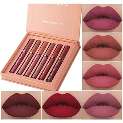 Bajajbeautyshop 6Pcs Matte Liquid Lipstick Makeup Set, Matte Liquid LongLasting Wear NonStick Cup Not Fade Waterproof Lip Glos