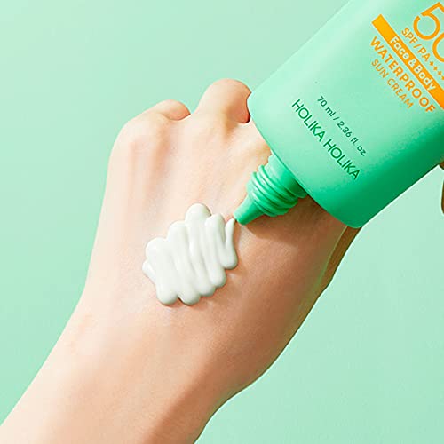 Holika Holika Aloe Waterproof Sun Cream 70ml - Mild, Soft, Moisturizing, Non-sticky, No White Cast, Aloin Free Sun Screen protec