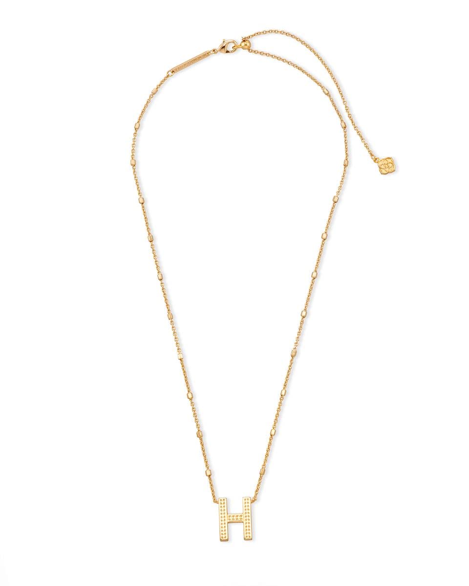 Kendra Scott Letter H Pendant Necklace for Women, Fashion Jewelry, 14k Gold-Plated Brass, Gold Metal, Letter H