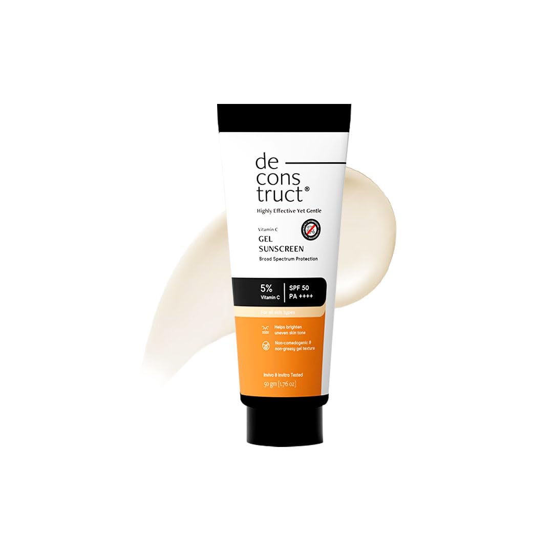 Deconstruct 5% Vitamin C Gel Sunscreen For Oily Skin Spf 50 Pa++++ | Brightens Skin Tone | New Gen Uv Filters | Lightweight & No
