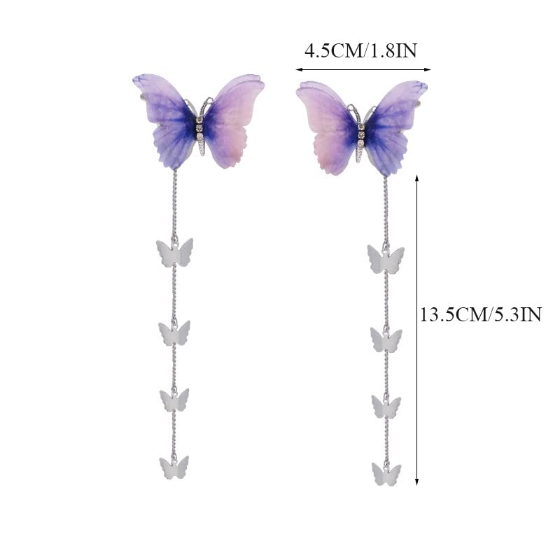 Bartosi Butterfly Hair Pins Purple Butterfly Hair Barrettes Tassel Hair Clips Cute Hanging Butterfly Hairpin Bobby Pins Hair Sty