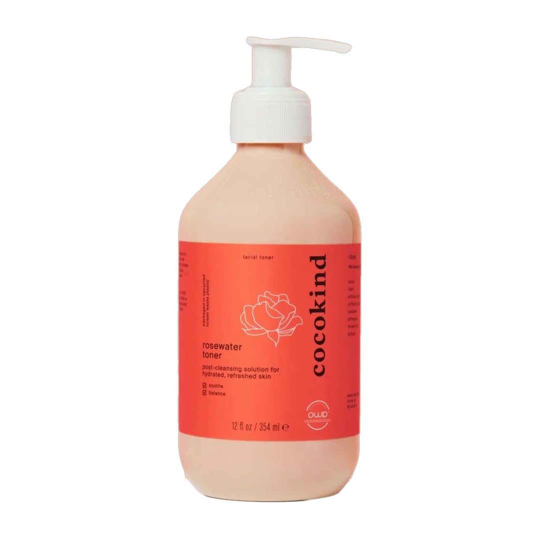 Jumbo Rosewater Facial Toner by Cocokind, Multipurpose Spray to Set Makeup, Double Cleanse, and Balance Skins pH, Made with Rose