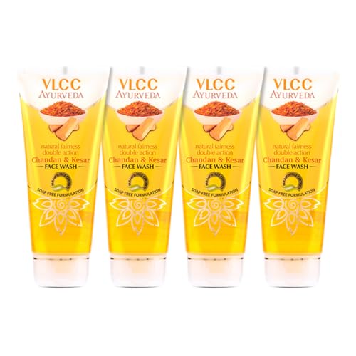 Vlcc Ayurveda Natural Fairness Chandan & Kesar Face Wash  100Ml X 4 (Pack Of 4) | Complexion Brightening Everyday Facewash | Sa