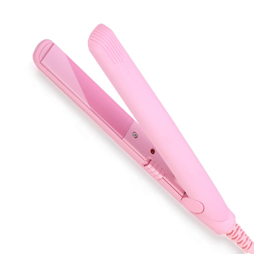 Mini Hair Straightener, 2 in 1 Mini Ceramic Tourmaline Flat Iron for Short Hair Pixie Cut Hair Touch Control, Anti-Frizz (4 Colo
