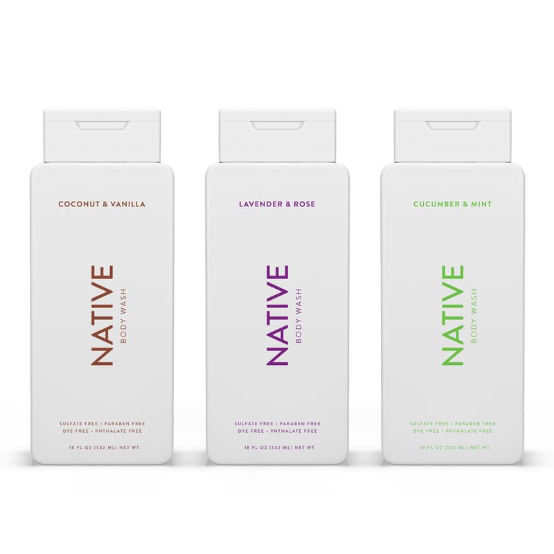 Native Body Wash Contains Naturally Derived Ingredients | for Women & Men, Sulfate, Paraben, & Dye Free Leaving Skin Soft & Hydr