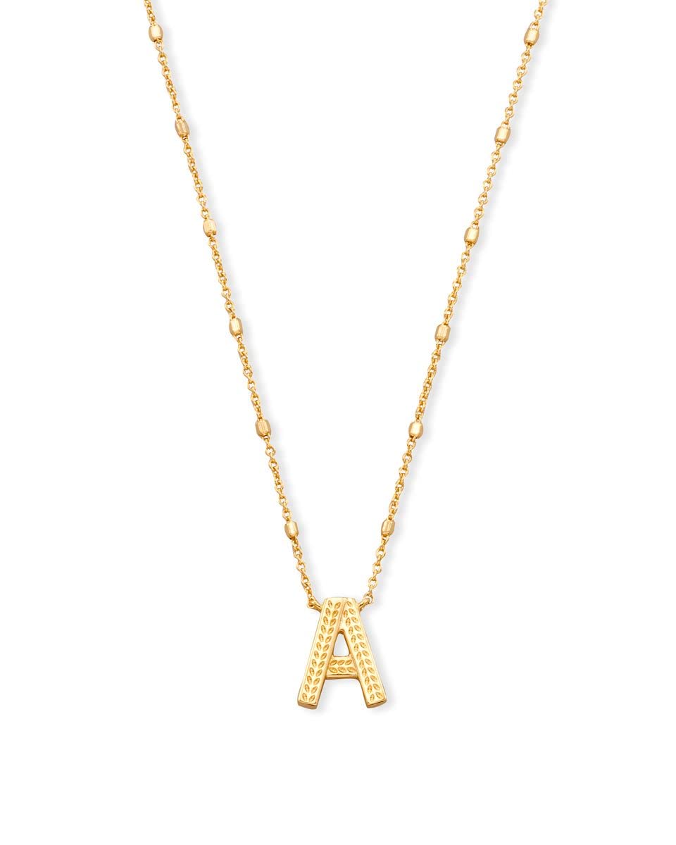 Kendra Scott Letter A Pendant Necklace for Women, Fashion Jewelry, 14k Gold-Plated Brass, Gold Metal, Letter A