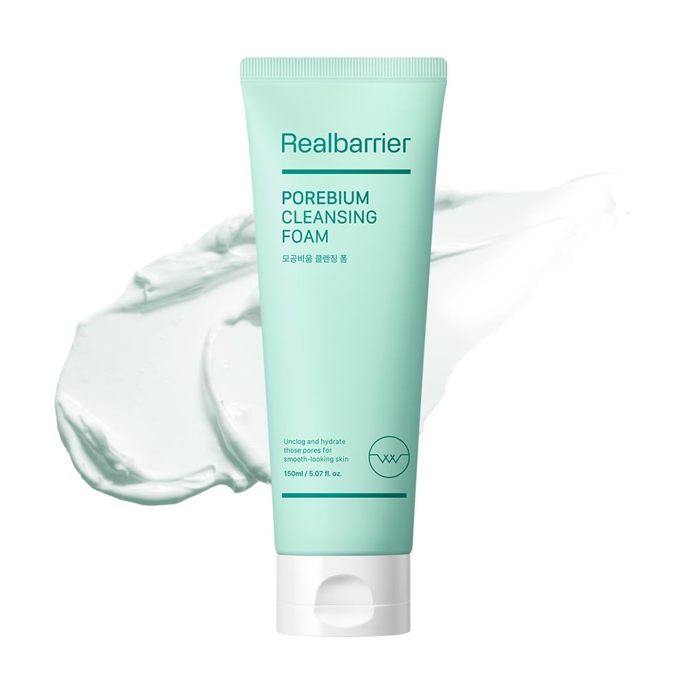 Real Barrier Porebium Cleansing Foam,150ml,5.07 Fl Oz, Rich Dense Bubble Cleanser & Exfoliator for Sensitive Skin, Sebum Oil Con