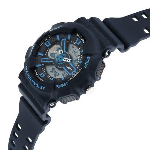 Sf Dreamer Series Quartz Digital Analog Digital Blue Plastic Strap For Men-77132Pp07W, Dark Blue Colour, Modern