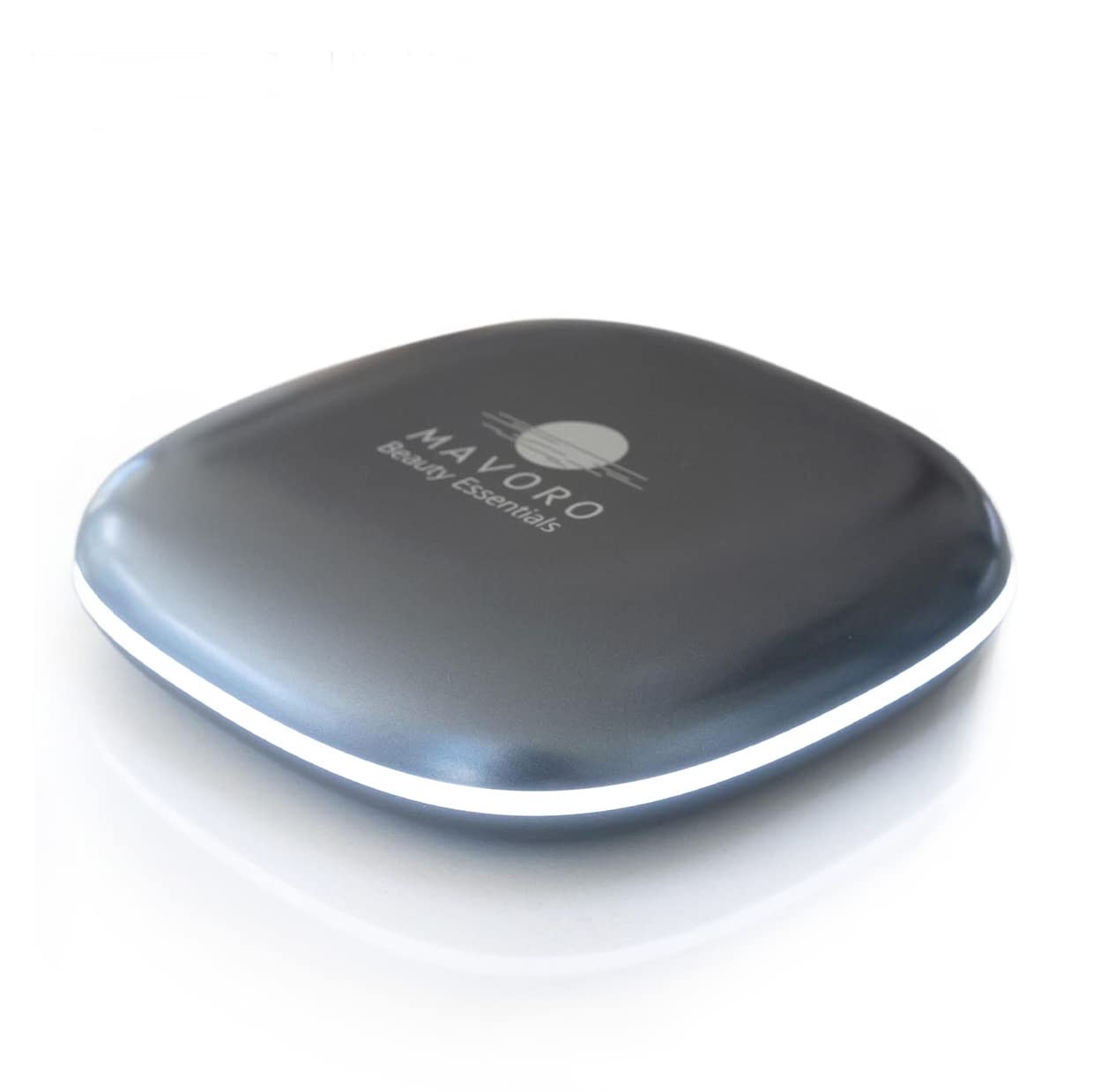 Mavoro LED Travel Makeup Mirror, Rechargeable 1x/10x, Pocket & Purse Compact, Touch Sensor, USB, Graphite Grey
