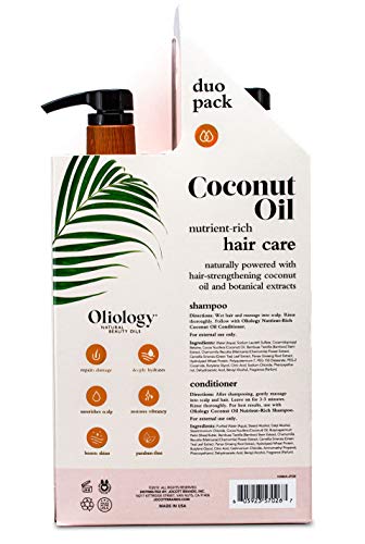 Oliology Coconut Oil Shampoo & Conditioner Combo - 32oz, Moisturizing, Cruelty-Free, Paraben-Free, Restores Damaged Hair