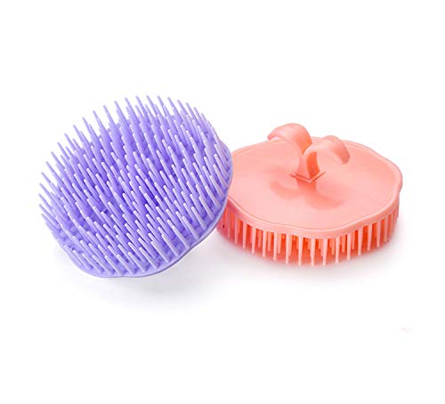 Hair Scalp Brush Dandruff Cleaning Brush Shower Scalp Shampoo Brush Scalp Massager Pack Of 2 (Orange And Violet)