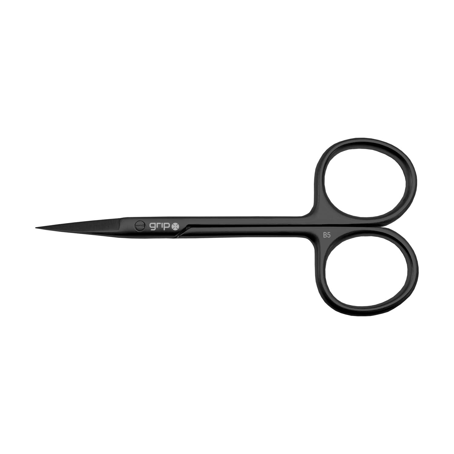 Grip Scissor Precision Matte Black MB5 - Stainless Steel Beauty Scissors for Brows, Facial Hair & Nail Trimming - Fine Tip for D