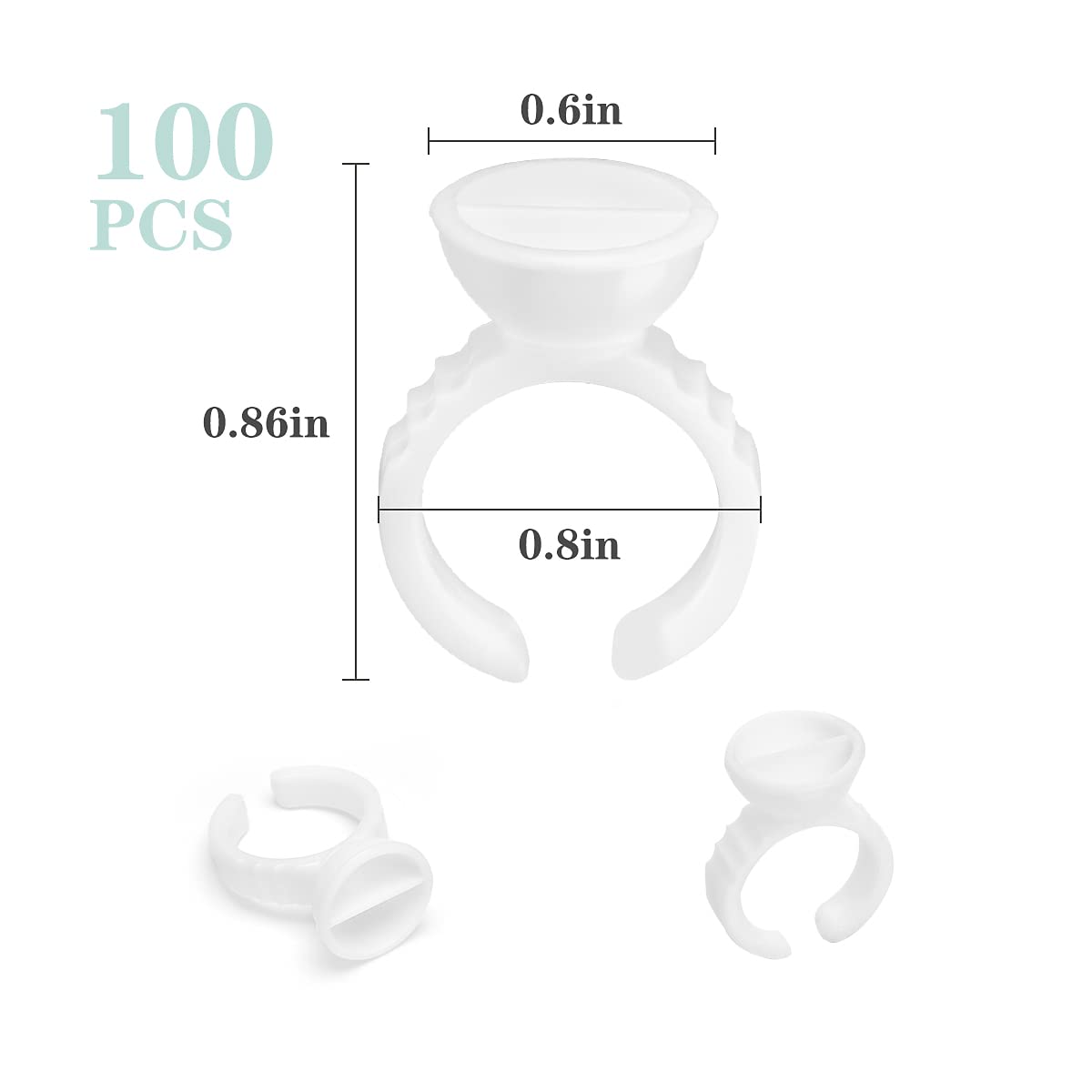 Akstore 200Pcs Disposable Makeup Glue Rings Plastic Nail Art Tattoo Glue Rings Holder Eyelash Extension Rings Adhesive Pigment H