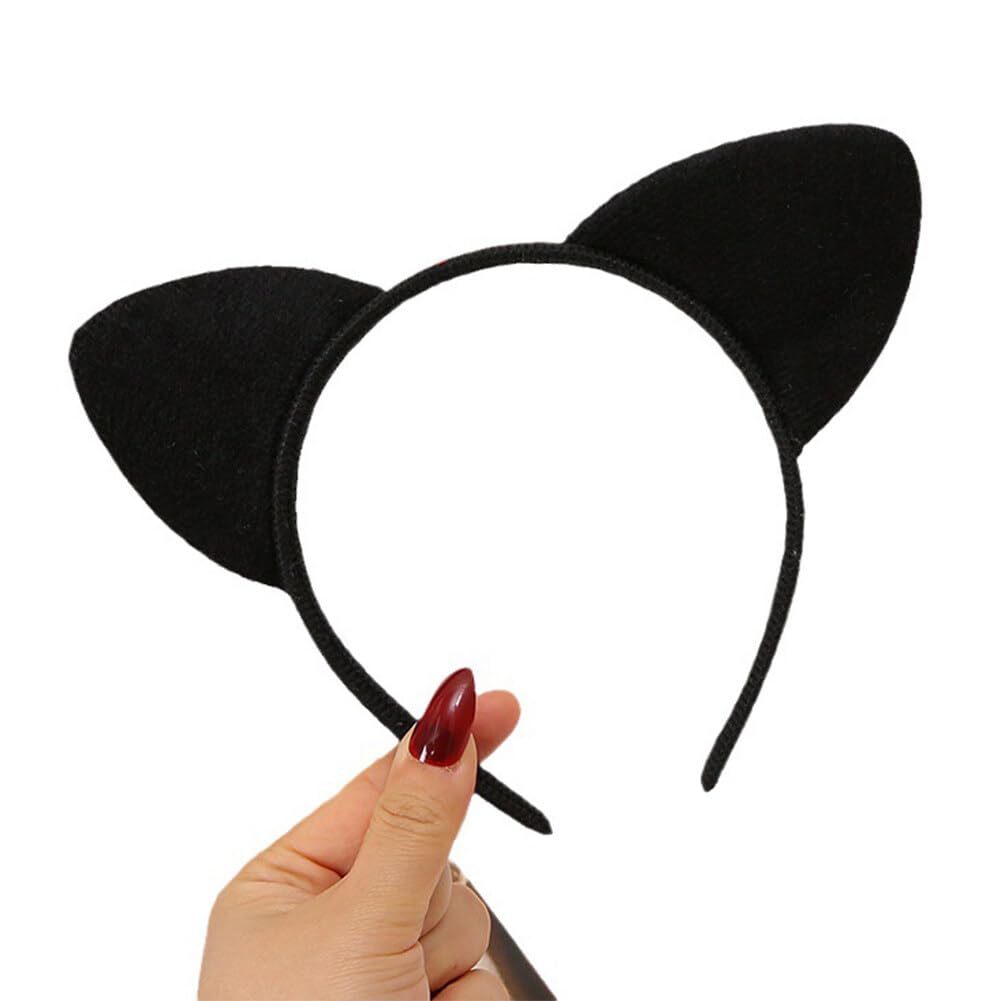 3Pcs Black Cat Ears Headbands Women Soft Padded Cute Ears Hair Hoops Headwear Hair Accessories for Cosplay Party Costume Daily D